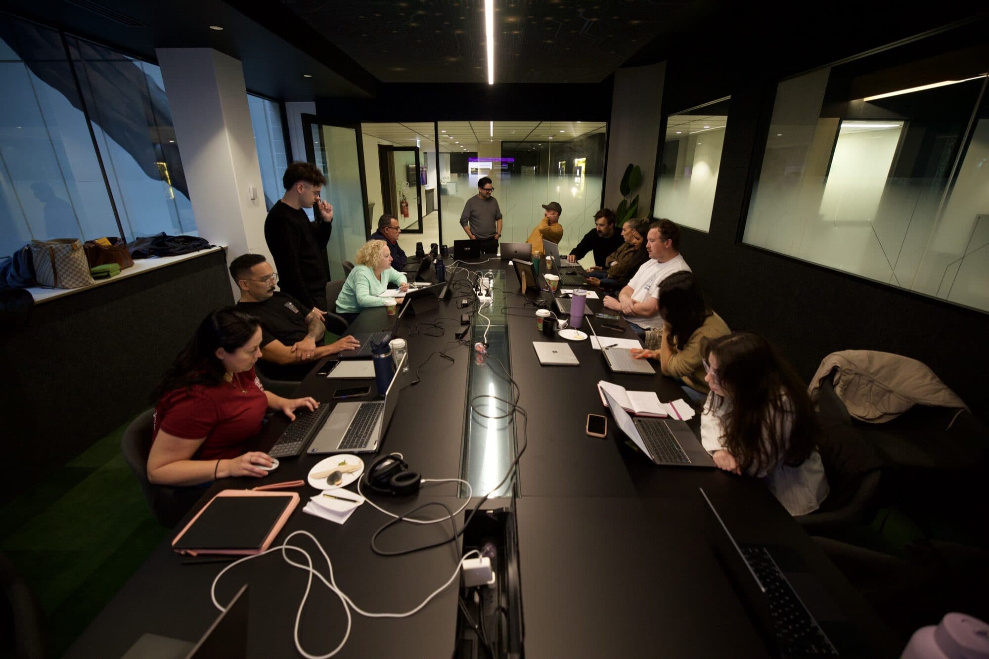 A full room of owners at their laptops
