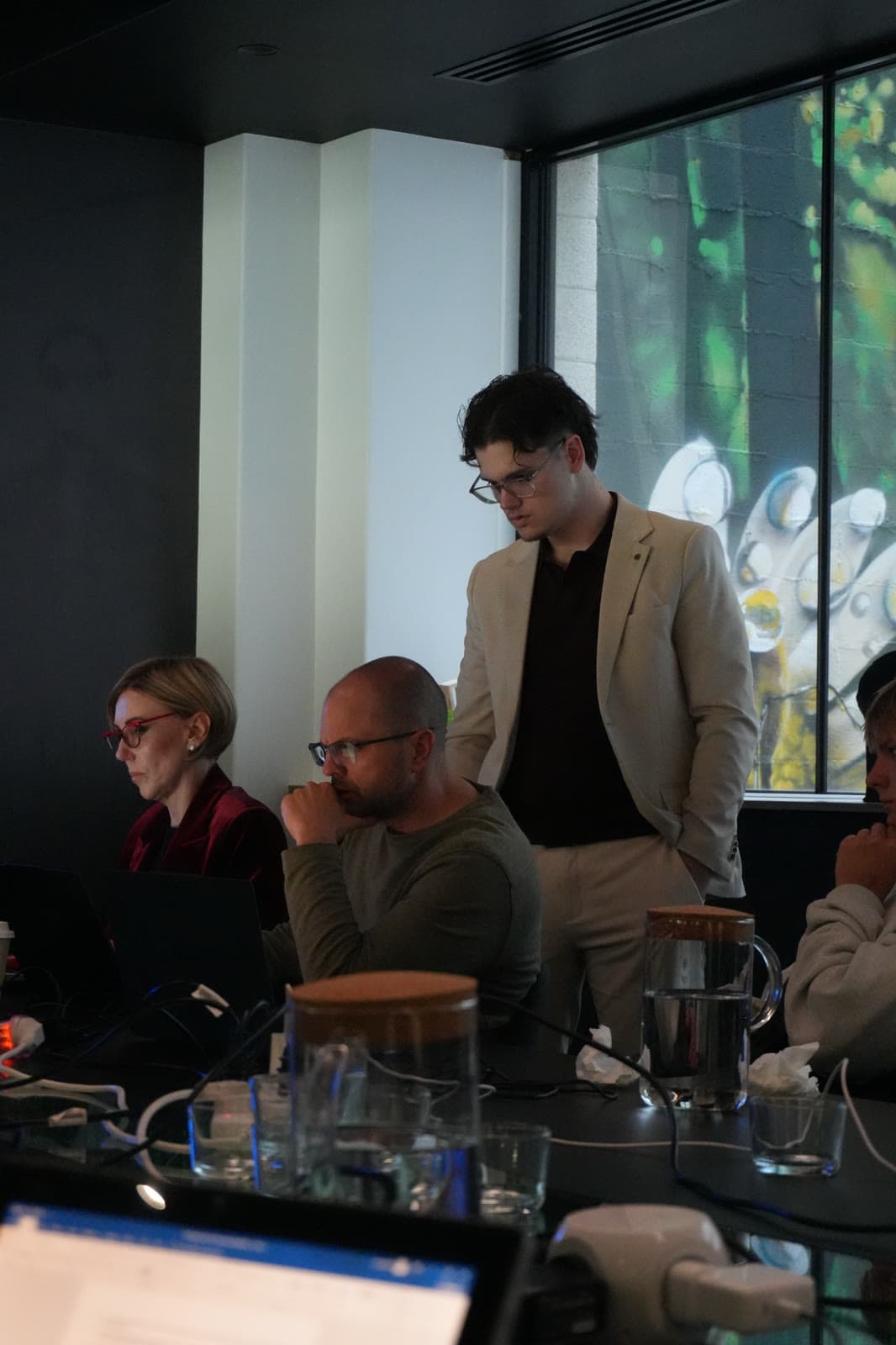Kristian Njegovanovic helping owners build at the workshop