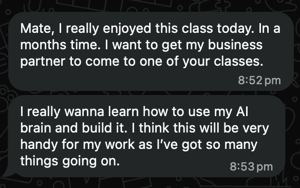 WhatsApp from a polished concrete owner the night of the workshop